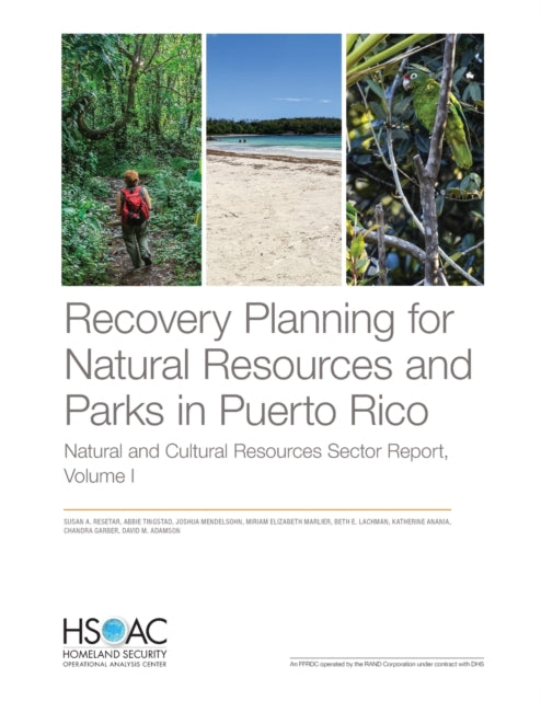 Book cover of: Recovery Planning for Natural Resources and Parks in Puerto Rico. By: Susan A. Resetar