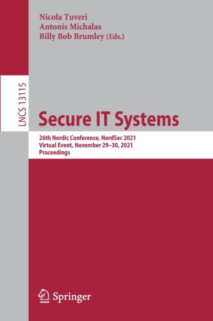 Book cover of: Secure IT Systems. By: Nicola Tuveri