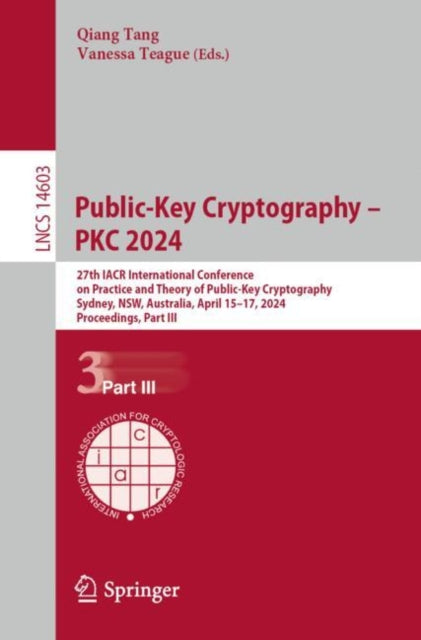 Book cover of: Public-Key Cryptography – PKC 2024. By: Qiang Tang