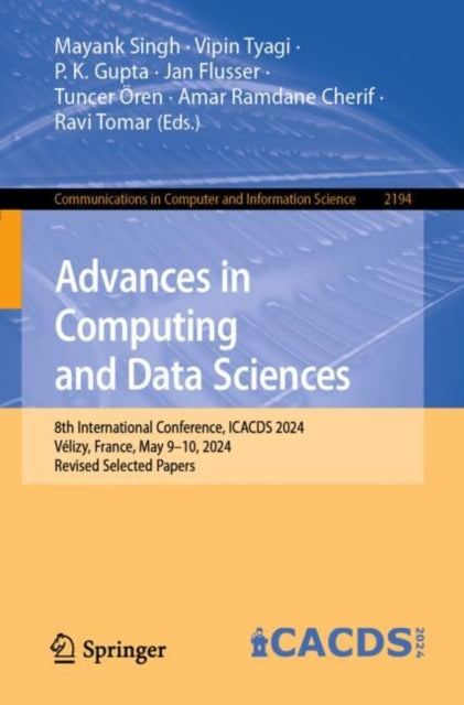 Book cover of: Advances in Computing and Data Sciences. By: Mayank Singh