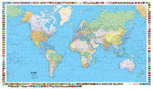 Welt political wall map laminated