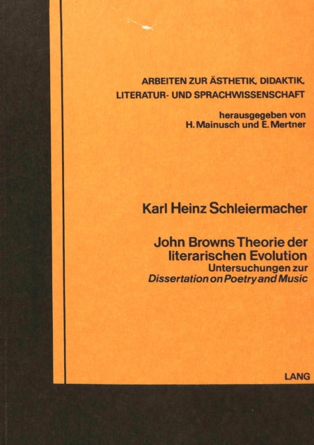 Book cover of: John Browns Theorie der literarischen Evolution