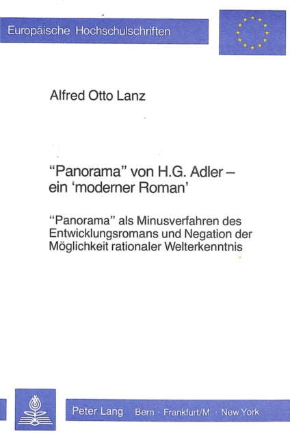 Book cover of: «Panorama» von H.G. Adler - Ein «moderner Roman». By: Alfred Otto Lanz
