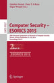 Book cover of: Computer Security -- ESORICS 2015. By: Günther Pernul