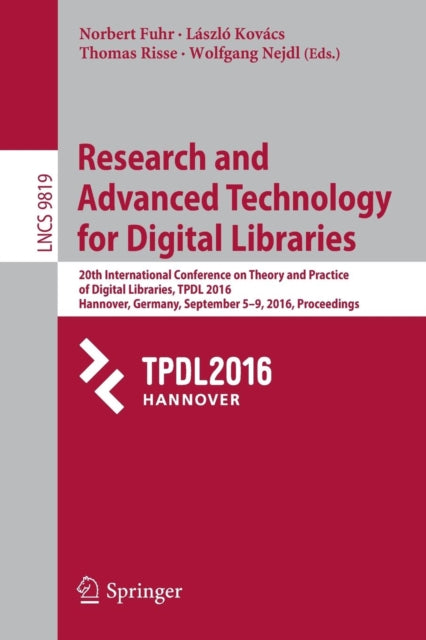 Book cover of: Research and Advanced Technology for Digital Libraries. By: Norbert Fuhr