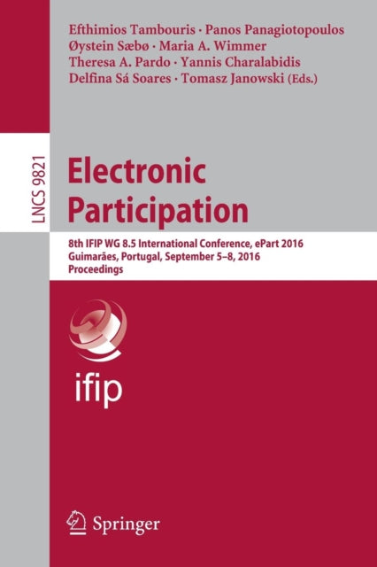 Book cover of: Electronic Participation. By: Efthimios Tambouris