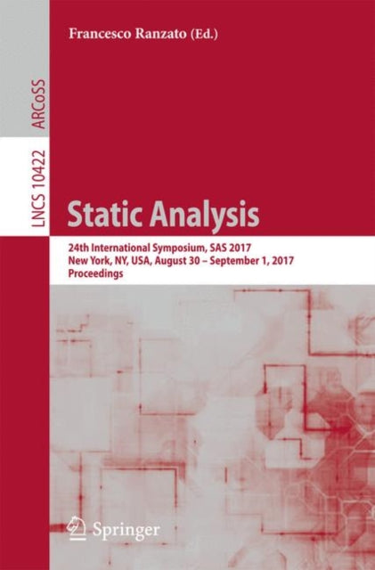 Book cover of: Static Analysis. By: Francesco Ranzato