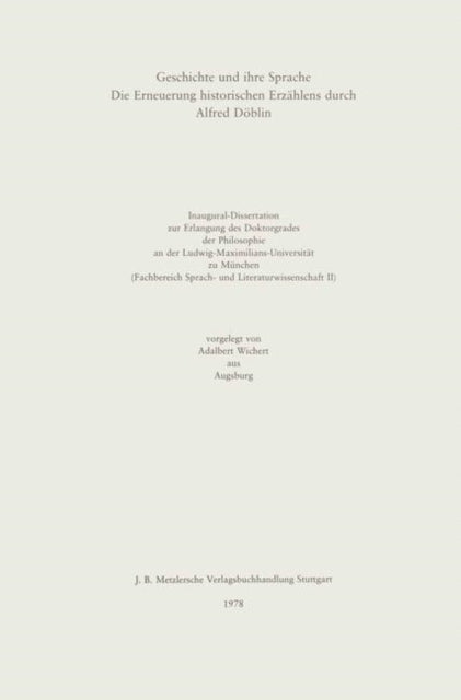Book cover of: Geschichte und ihre Sprache. By: Adalbert Wichert