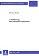 Book cover of: Zur Messung der Dienstleistungsqualitaet