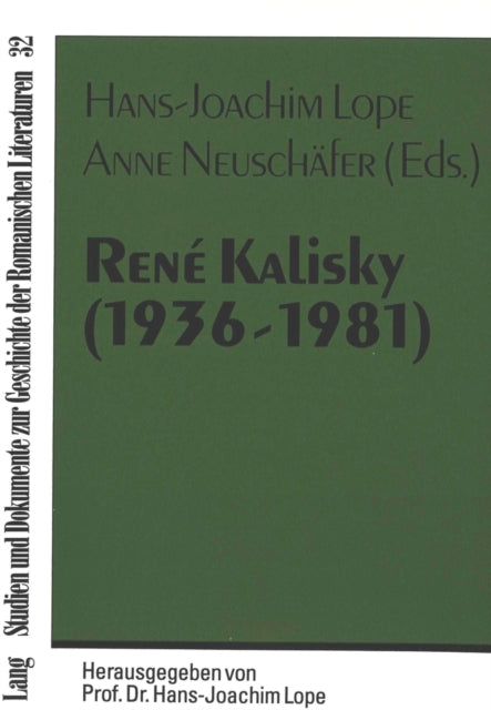 Book cover of: Rene Kalisky (1936-1981). By: Anne Neuschaefer