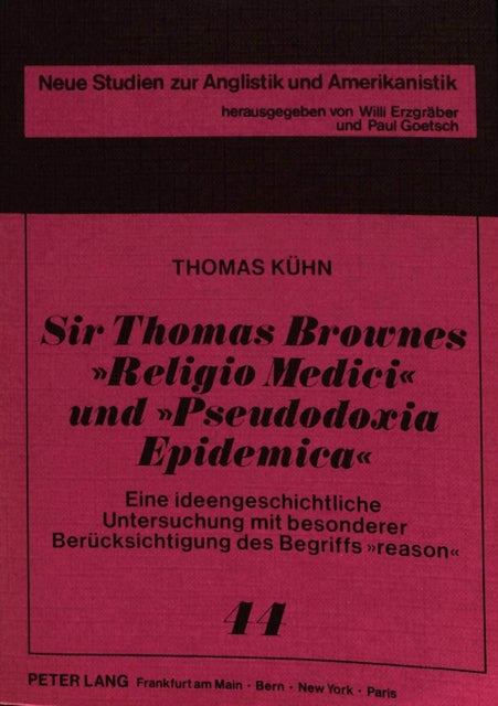 Book cover of: Sir Thomas Brownes «Religio Medici» und «Pseudodoxia Epidemica»