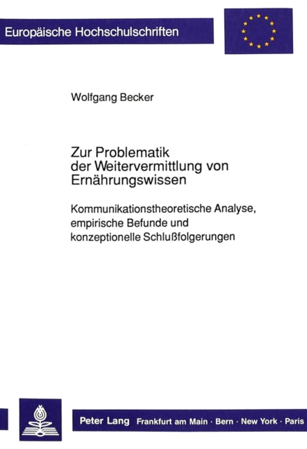 Book cover of: Zur Problematik der Weitervermittlung von Ernaehrungswissen