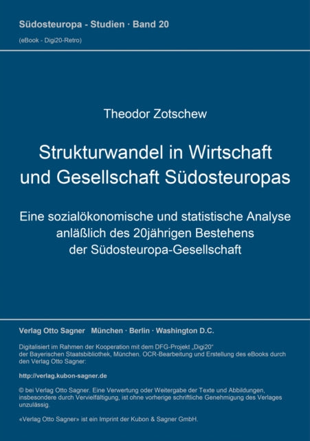 Book cover of: Strukturwandel in Wirtschaft und Gesellschaft Suedosteuropas. By: Theodor Zotschew
