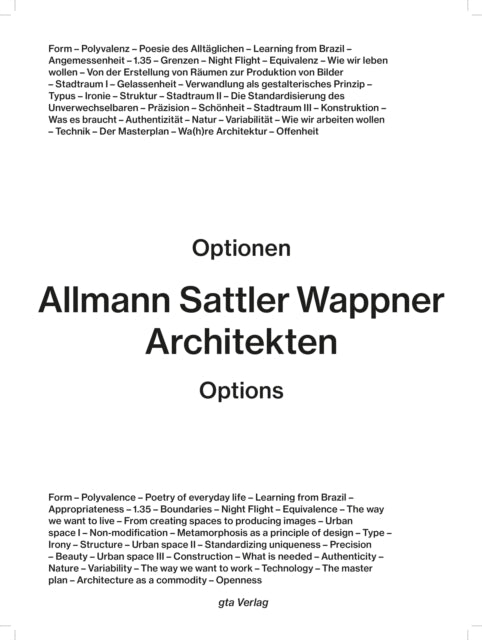 Book cover of: Allmann Sattler Wappner Architekten – Options