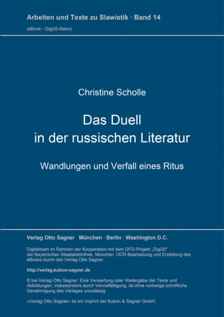 Book cover of: Das Duell in der russischen Literatur