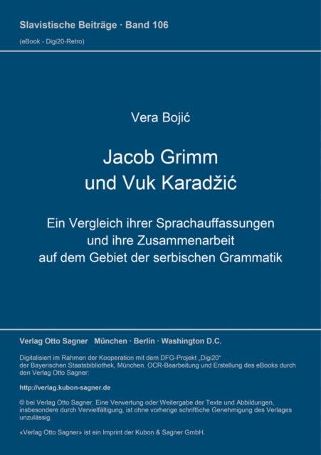 Book cover of: Jacob Grimm und Vuk Karadzic