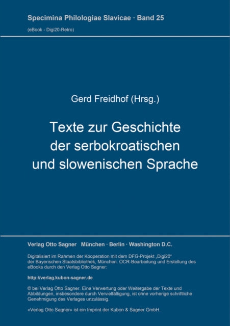 Book cover of: Texte zur Geschichte der serbokroatischen und slowenischen Sprache