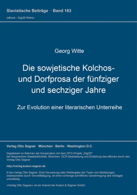 Book cover of: Die sowjetische Kolchos- und Dorfprosa der fuenfziger und sechziger Jahre
