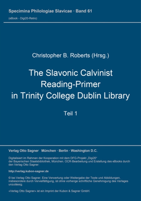 Book cover of: Slavonic Calvinist Reading-Primer in Trinity College Dublin Library