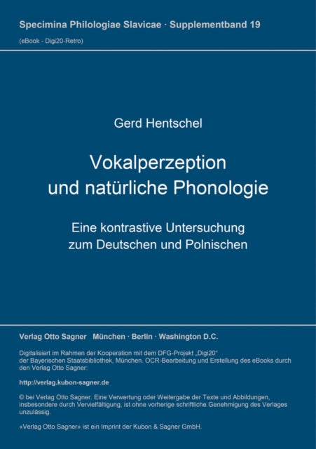 Book cover of: Vokalperzeption und natuerliche Phonologie