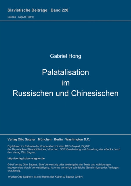 Book cover of: Palatalisation im Russischen und Chinesischen