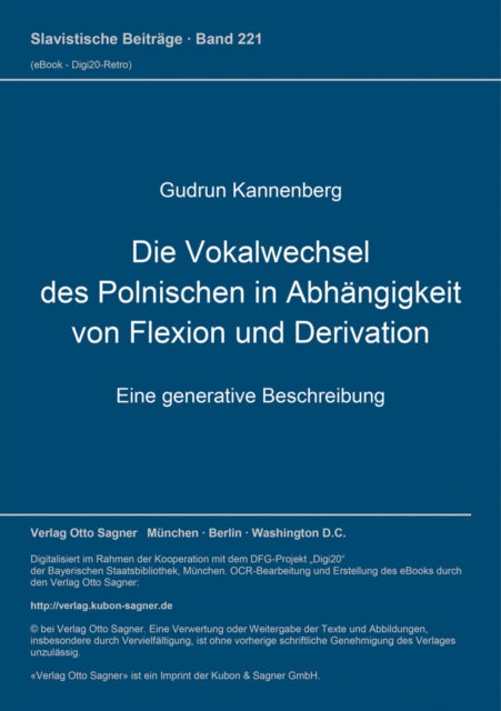 Book cover of: Die Vokalwechsel des Polnischen in Abhaengigkeit von Flexion und Derivation
