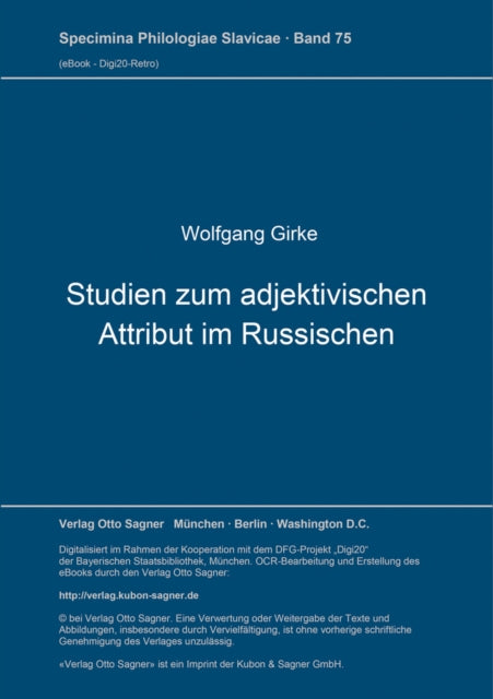 Book cover of: Studien zum adjektivischen Attribut im Russischen