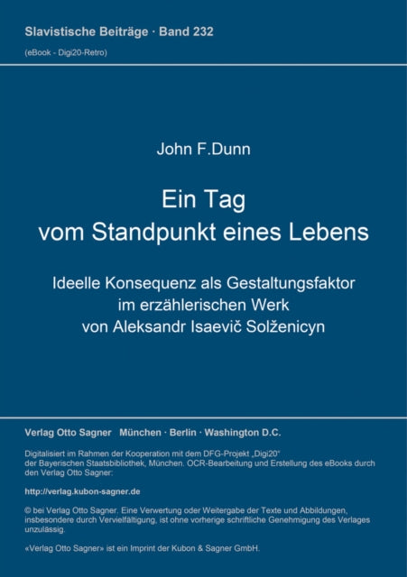 Book cover of: Ein Tag vom Standpunkt eines Lebens