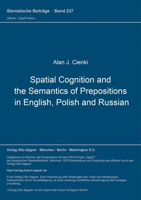 Book cover of: Spatial Cognition and the Semantics of Prepositions in English, Polish and Russian