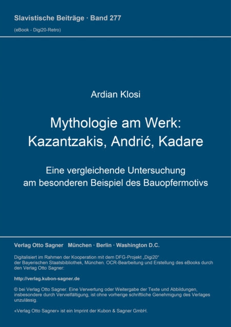Book cover of: Mythologie am Werk: Kazantzakis, Andric, Kadare