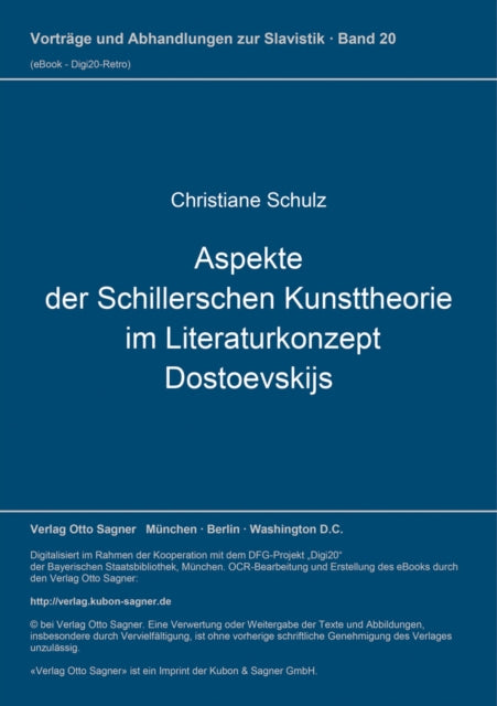 Book cover of: Aspekte der Schillerschen Kunsttheorie im Literaturkonzept Dostoevskijs