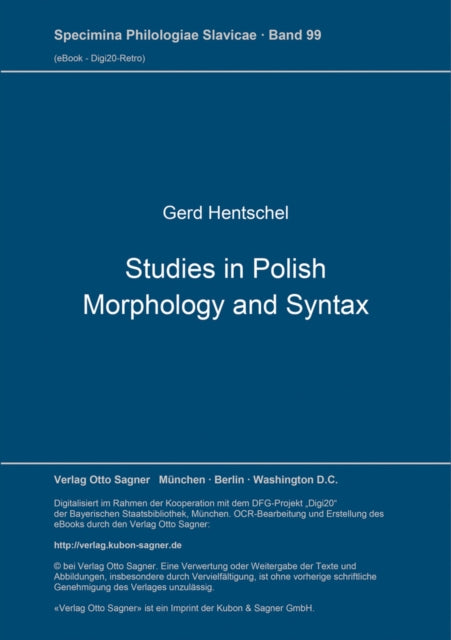 Book cover of: Studies in Polish Morphology and Syntax
