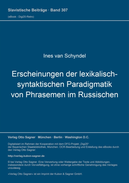 Book cover of: Erscheinungen der lexikalisch-syntaktischen Paradigmatik von Phrasemen im Russischen