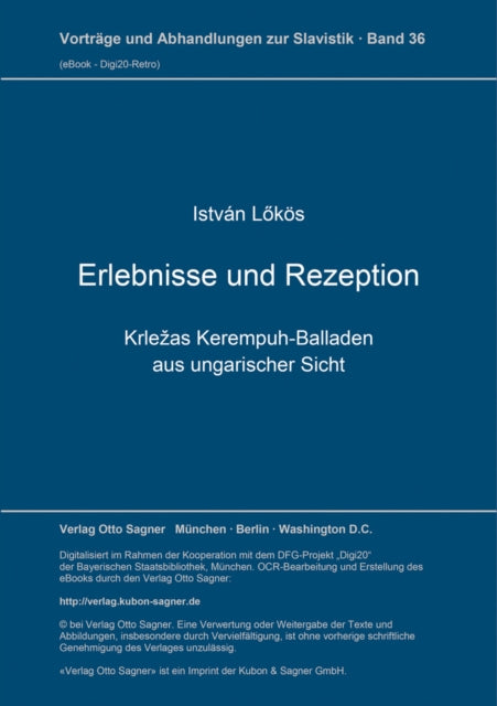 Book cover of: Erlebnisse und Rezeption