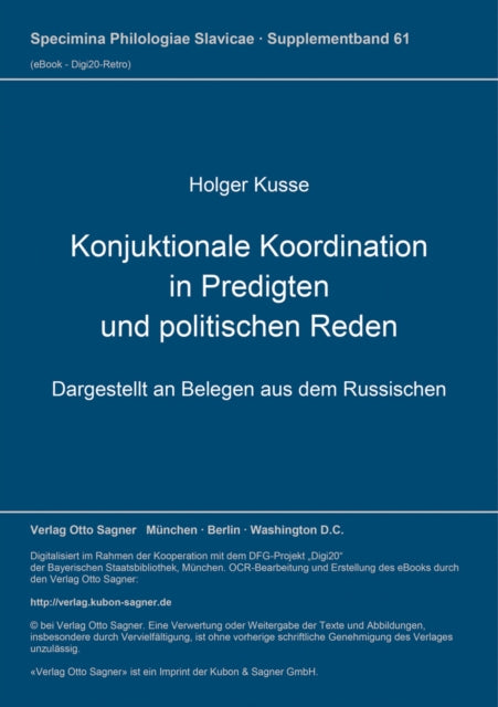 Book cover of: Konjuktionale Koordination in Predigten und politischen Reden