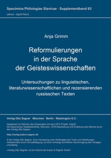 Book cover of: Reformulierungen in der Sprache der Geisteswissenschaften