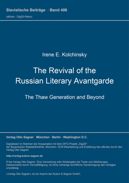 Book cover of: Revival of the Russian Literary Avantgarde