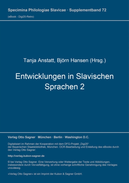 Book cover of: Entwicklungen in Slavischen Sprachen 2