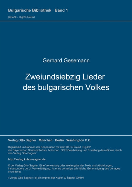 Book cover of: Zweiundsiebzig Lieder des bulgarischen Volkes