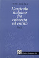 Book cover of: L'articolo italiano fra concetto ed entita. By: Korzen