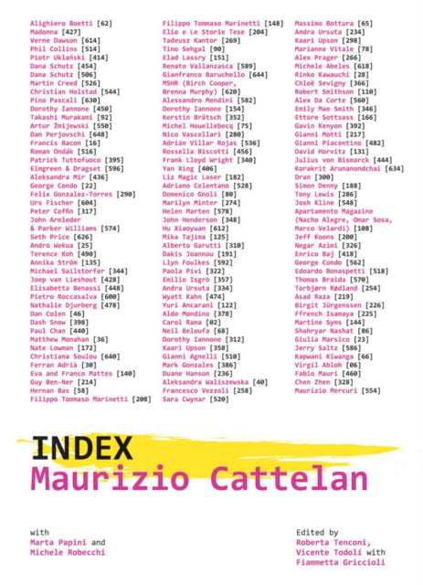 Book cover of: Maurizio Cattelan: Index. By: Maurizio Cattelan