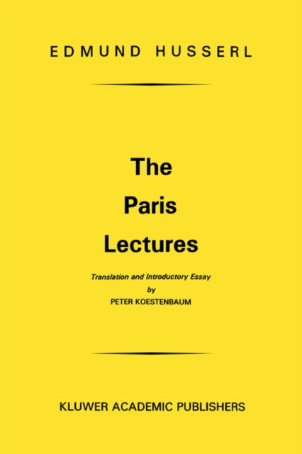 Book cover of: Paris Lectures. By: Edmund Husserl