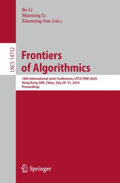 Book cover of: Frontiers of Algorithmics. By: Bo Li