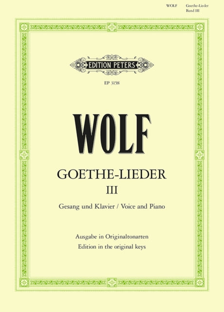 Book cover of: Goethe-Lieder: 51 Songs Vol.3