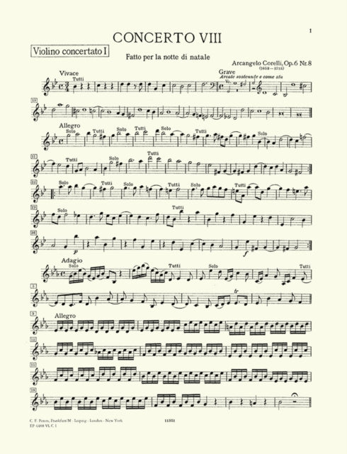 Book cover of: Concerto Grosso Op.6 No.8 (solo vln 1)