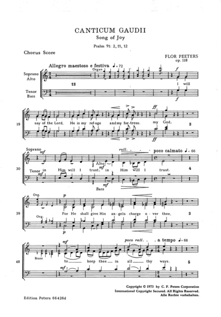 Book cover of: Canticum Gaudii (Song of Joy) Op.118