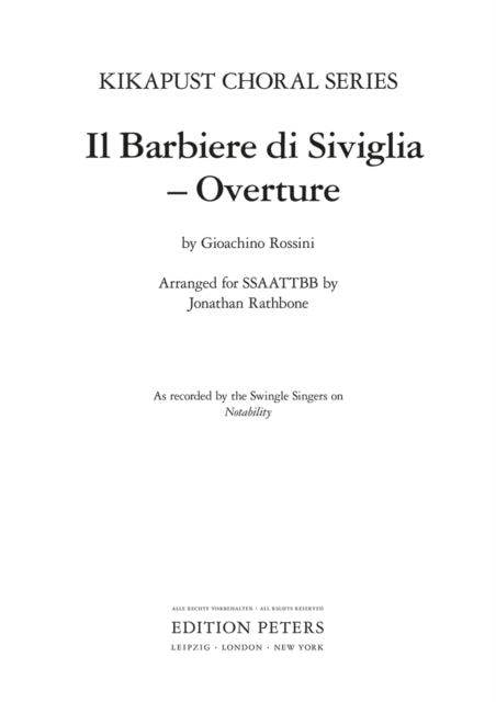 Book cover of: Il barbiere di Sivglia - Overture
